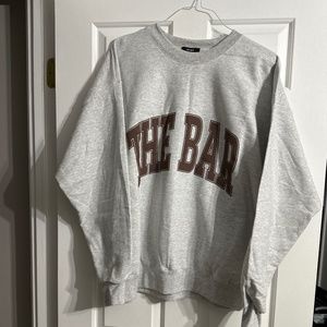 THE BAR VARSITY SWEATSHIRT LIMITED EDITION HEATHER GRAY/CHOCOLATE Large